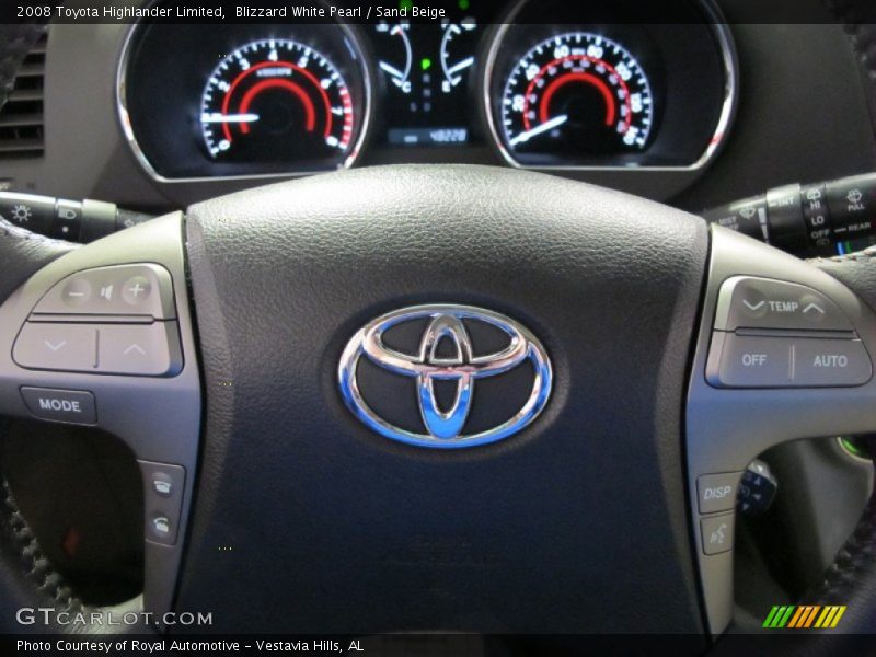 Blizzard White Pearl / Sand Beige 2008 Toyota Highlander Limited