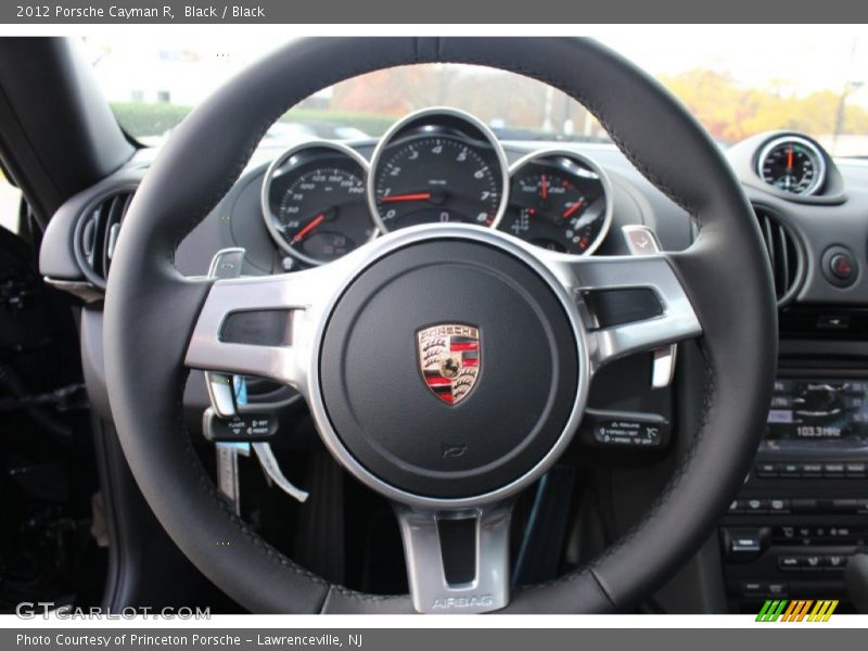 Black leather wrapped steering wheel - 2012 Porsche Cayman R