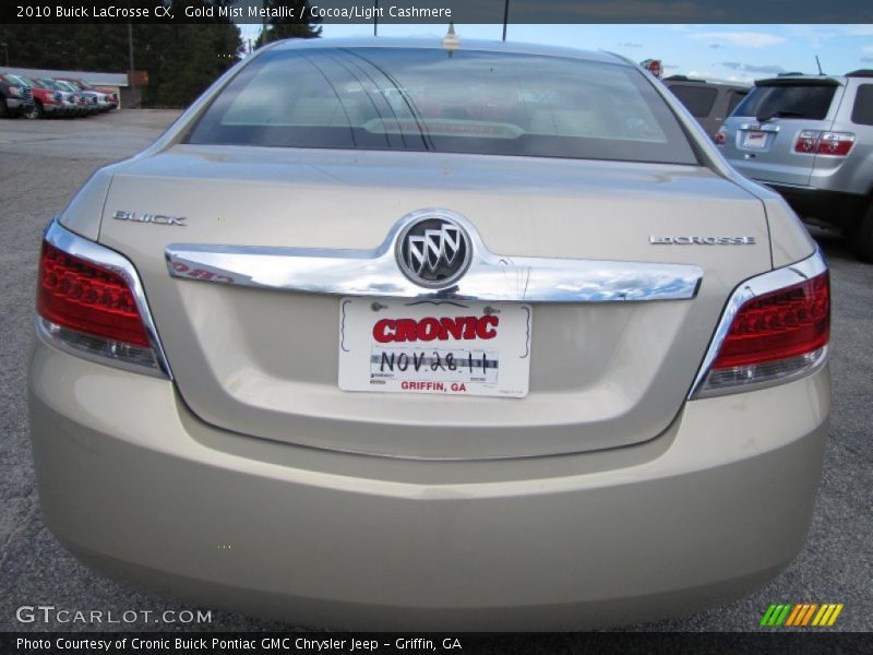 Gold Mist Metallic / Cocoa/Light Cashmere 2010 Buick LaCrosse CX