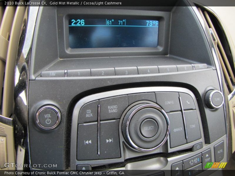 Gold Mist Metallic / Cocoa/Light Cashmere 2010 Buick LaCrosse CX