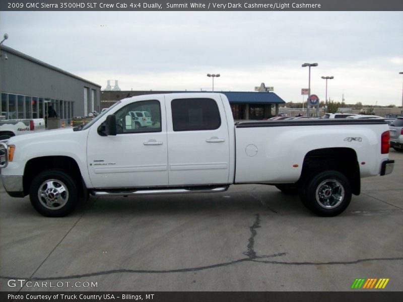 Summit White / Very Dark Cashmere/Light Cashmere 2009 GMC Sierra 3500HD SLT Crew Cab 4x4 Dually