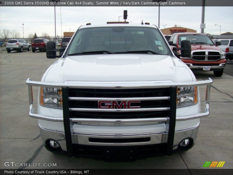 Summit White / Very Dark Cashmere/Light Cashmere 2009 GMC Sierra 3500HD SLT Crew Cab 4x4 Dually