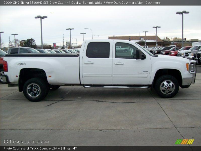 Summit White / Very Dark Cashmere/Light Cashmere 2009 GMC Sierra 3500HD SLT Crew Cab 4x4 Dually