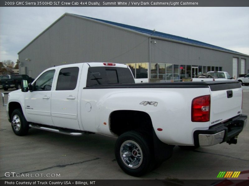 Summit White / Very Dark Cashmere/Light Cashmere 2009 GMC Sierra 3500HD SLT Crew Cab 4x4 Dually