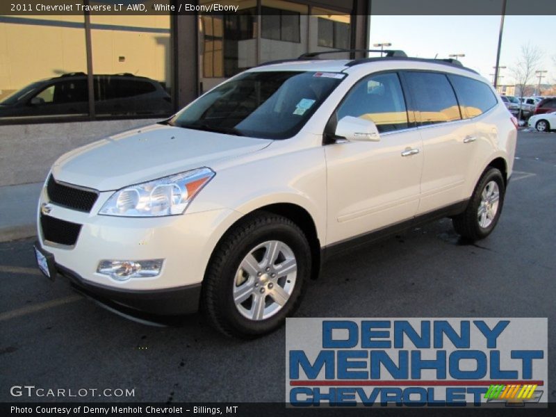 White / Ebony/Ebony 2011 Chevrolet Traverse LT AWD