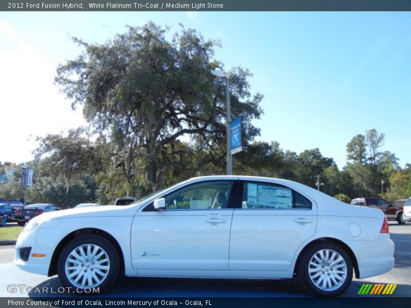 White Platinum Tri-Coat / Medium Light Stone 2012 Ford Fusion Hybrid