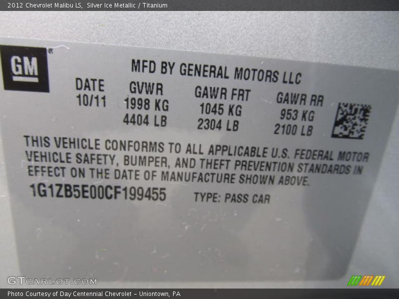 Silver Ice Metallic / Titanium 2012 Chevrolet Malibu LS