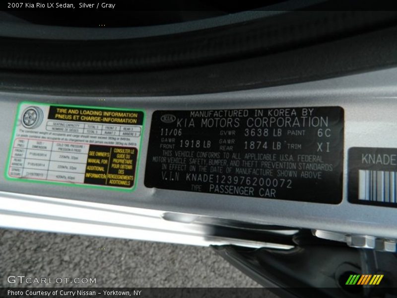 Silver / Gray 2007 Kia Rio LX Sedan