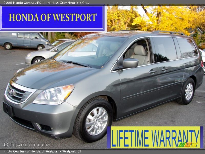 Nimbus Gray Metallic / Gray 2008 Honda Odyssey EX-L