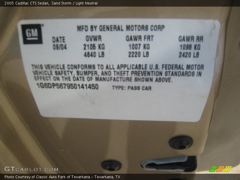 Sand Storm / Light Neutral 2005 Cadillac CTS Sedan