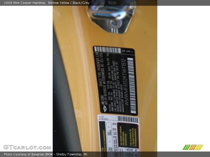Mellow Yellow / Black/Grey 2009 Mini Cooper Hardtop