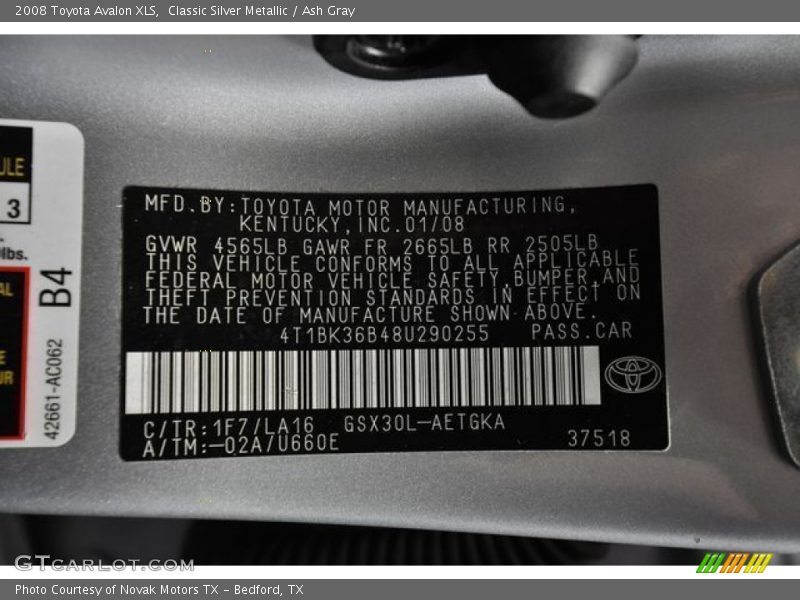 Classic Silver Metallic / Ash Gray 2008 Toyota Avalon XLS