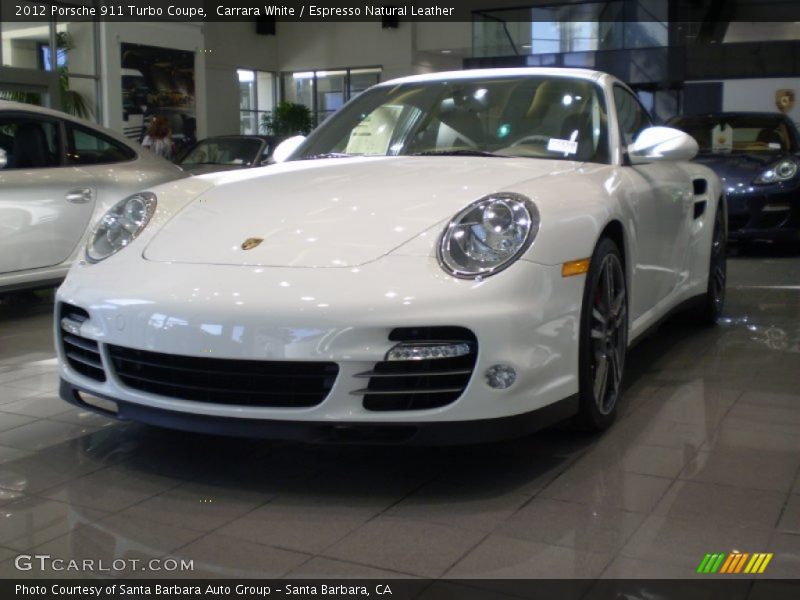 Carrara White / Espresso Natural Leather 2012 Porsche 911 Turbo Coupe
