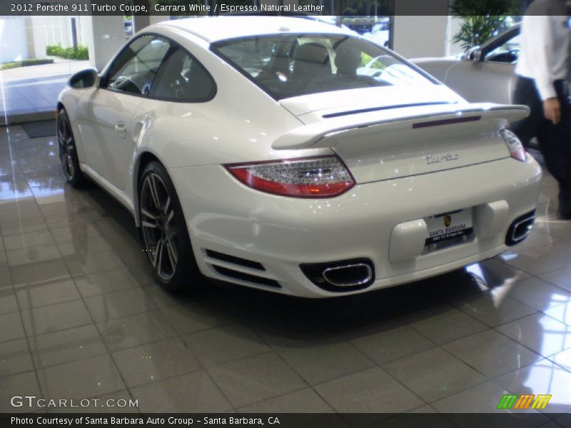 Carrara White / Espresso Natural Leather 2012 Porsche 911 Turbo Coupe