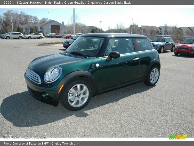 British Racing Green Metallic / Checkered Carbon Black/Black 2009 Mini Cooper Hardtop
