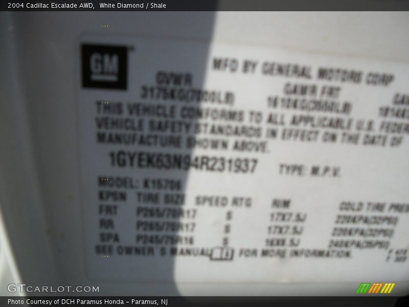 White Diamond / Shale 2004 Cadillac Escalade AWD