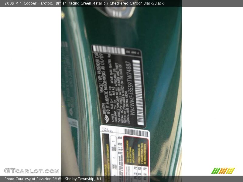 British Racing Green Metallic / Checkered Carbon Black/Black 2009 Mini Cooper Hardtop