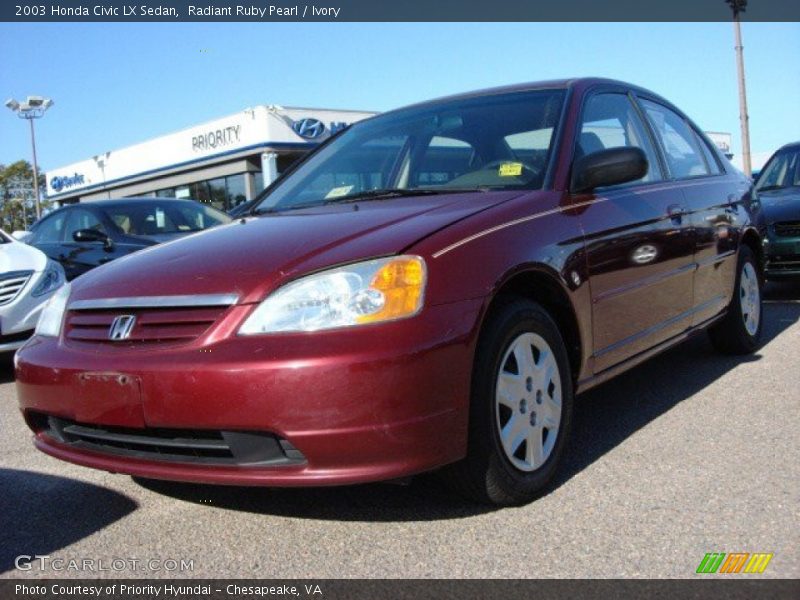 Radiant Ruby Pearl / Ivory 2003 Honda Civic LX Sedan