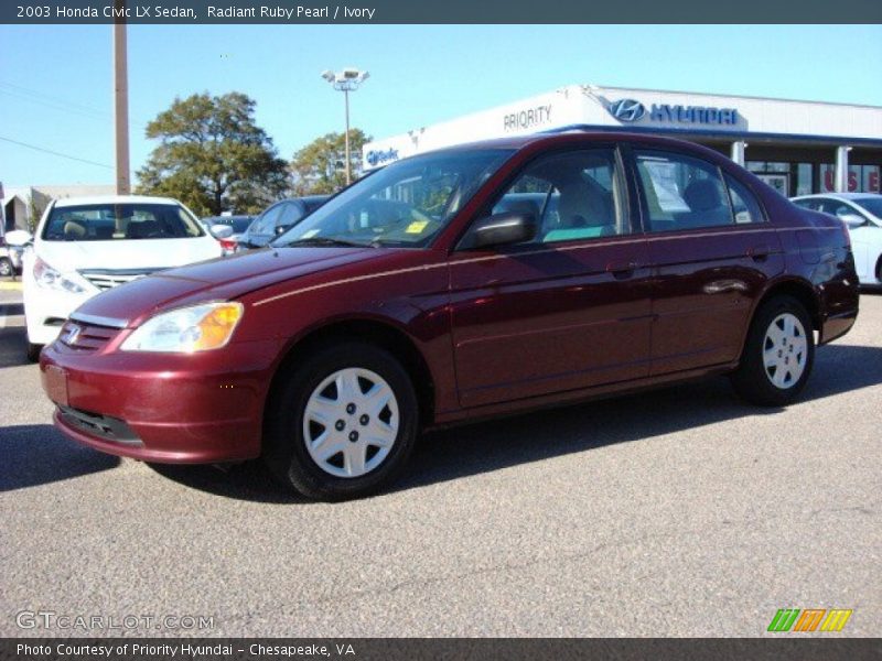 Radiant Ruby Pearl / Ivory 2003 Honda Civic LX Sedan