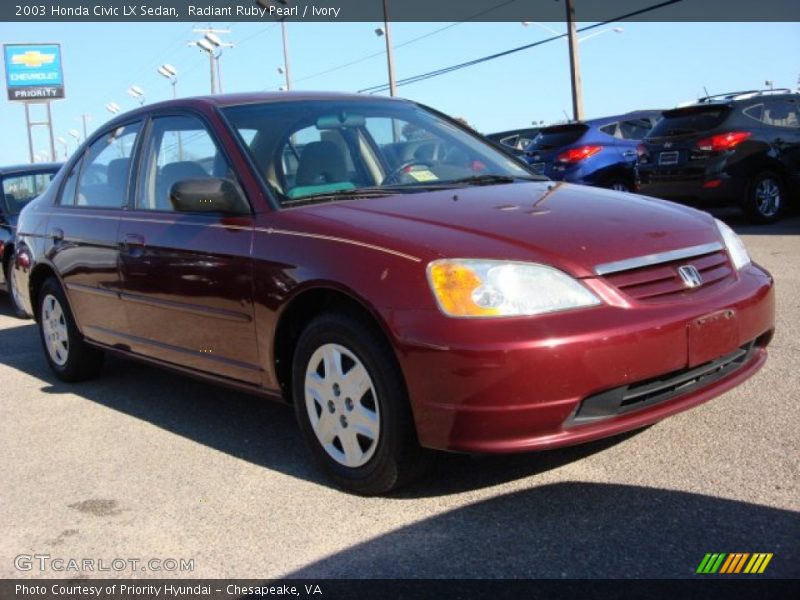 Radiant Ruby Pearl / Ivory 2003 Honda Civic LX Sedan