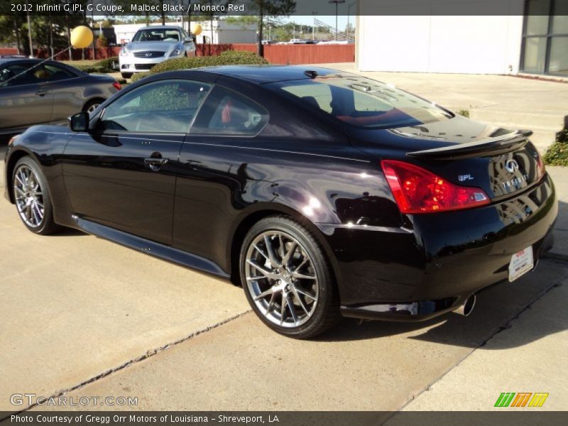 Malbec Black / Monaco Red 2012 Infiniti G IPL G Coupe