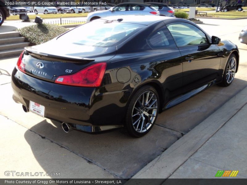 Malbec Black / Monaco Red 2012 Infiniti G IPL G Coupe
