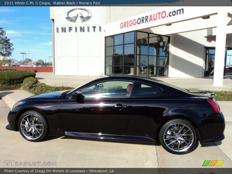 Malbec Black / Monaco Red 2012 Infiniti G IPL G Coupe