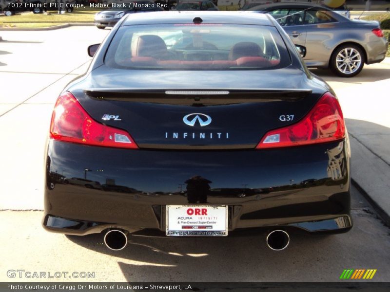 Malbec Black / Monaco Red 2012 Infiniti G IPL G Coupe