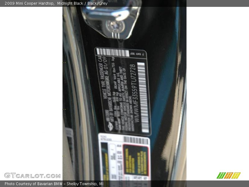 Midnight Black / Black/Grey 2009 Mini Cooper Hardtop