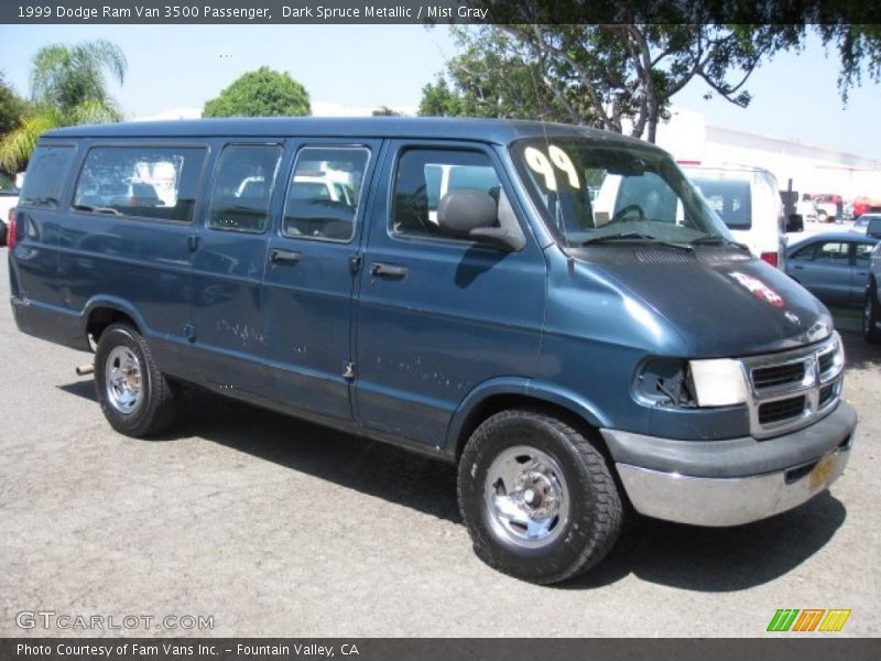 Dark Spruce Metallic / Mist Gray 1999 Dodge Ram Van 3500 Passenger