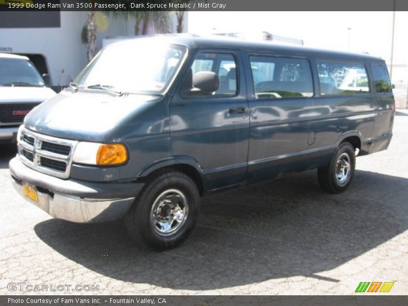 Dark Spruce Metallic / Mist Gray 1999 Dodge Ram Van 3500 Passenger