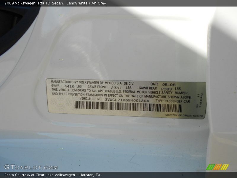 Candy White / Art Grey 2009 Volkswagen Jetta TDI Sedan
