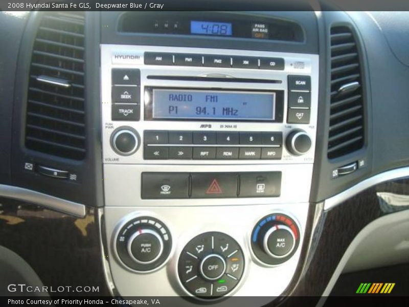 Deepwater Blue / Gray 2008 Hyundai Santa Fe GLS