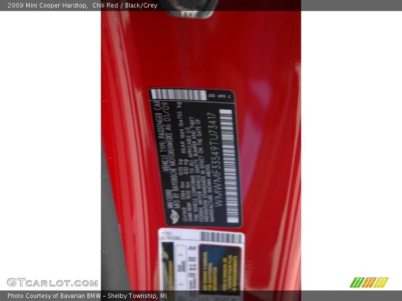 Chili Red / Black/Grey 2009 Mini Cooper Hardtop