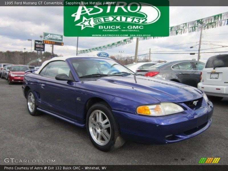 Sapphire Blue Metallic / White 1995 Ford Mustang GT Convertible