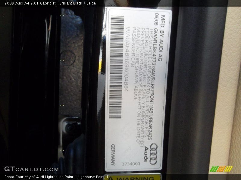 Brilliant Black / Beige 2009 Audi A4 2.0T Cabriolet