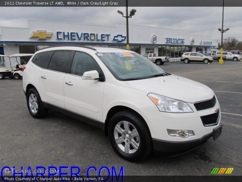 White / Dark Gray/Light Gray 2011 Chevrolet Traverse LT AWD