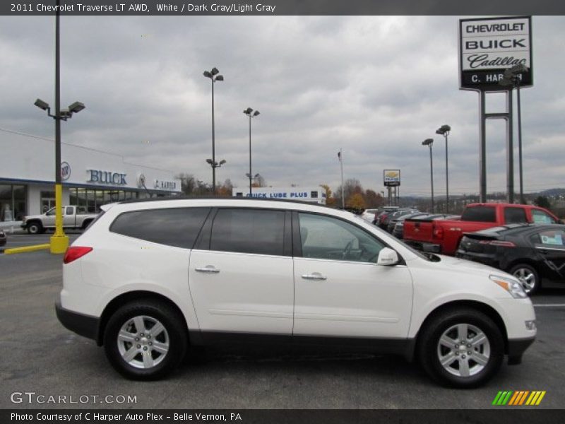 White / Dark Gray/Light Gray 2011 Chevrolet Traverse LT AWD