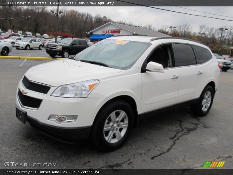 White / Dark Gray/Light Gray 2011 Chevrolet Traverse LT AWD