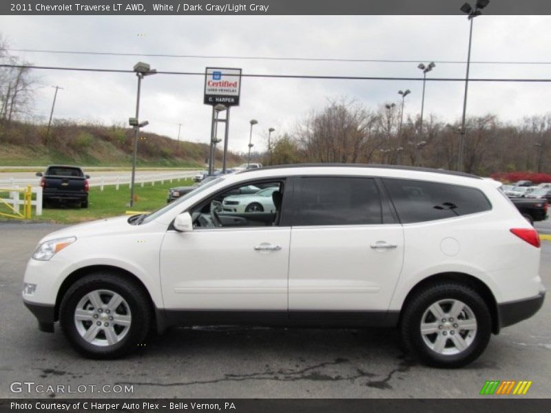 White / Dark Gray/Light Gray 2011 Chevrolet Traverse LT AWD