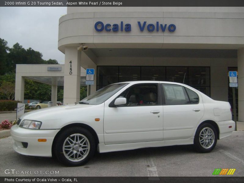 Aspen White Pearl / Stone Beige 2000 Infiniti G 20 Touring Sedan