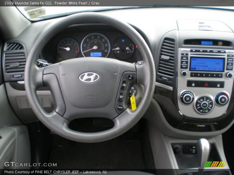 Powder White Pearl / Gray 2009 Hyundai Santa Fe GLS