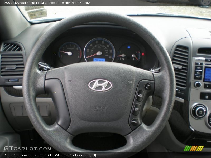 Powder White Pearl / Gray 2009 Hyundai Santa Fe GLS