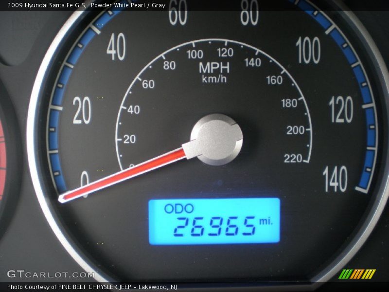 Powder White Pearl / Gray 2009 Hyundai Santa Fe GLS
