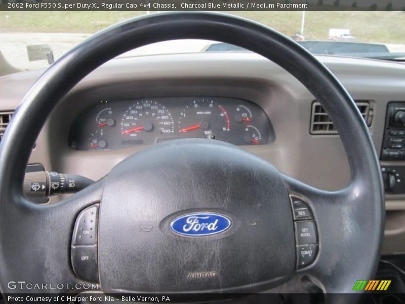 Charcoal Blue Metallic / Medium Parchment 2002 Ford F550 Super Duty XL Regular Cab 4x4 Chassis