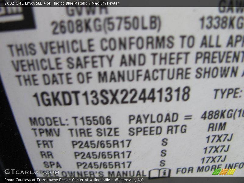 Indigo Blue Metallic / Medium Pewter 2002 GMC Envoy SLE 4x4