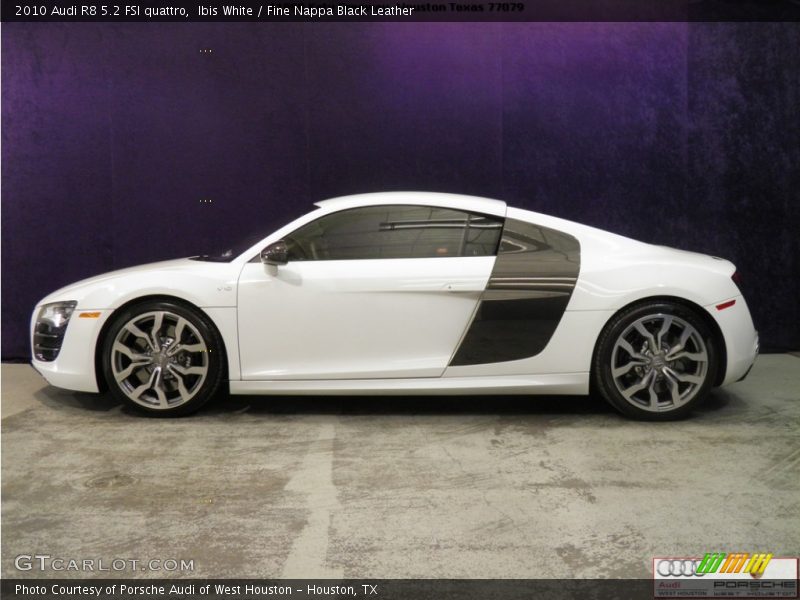 Ibis White / Fine Nappa Black Leather 2010 Audi R8 5.2 FSI quattro