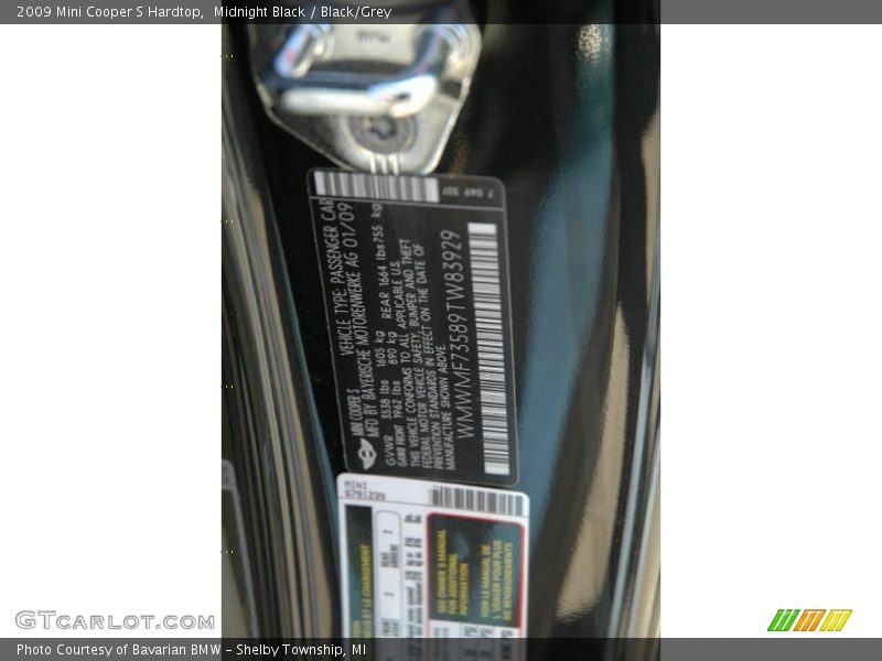 Midnight Black / Black/Grey 2009 Mini Cooper S Hardtop