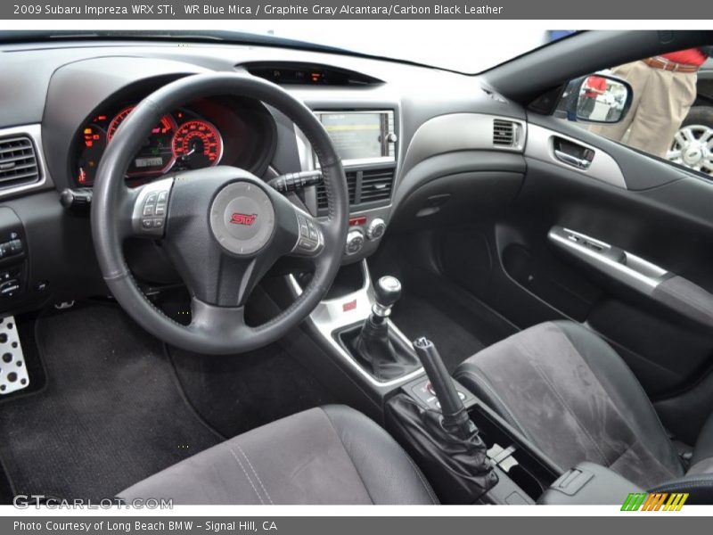 WR Blue Mica / Graphite Gray Alcantara/Carbon Black Leather 2009 Subaru Impreza WRX STi