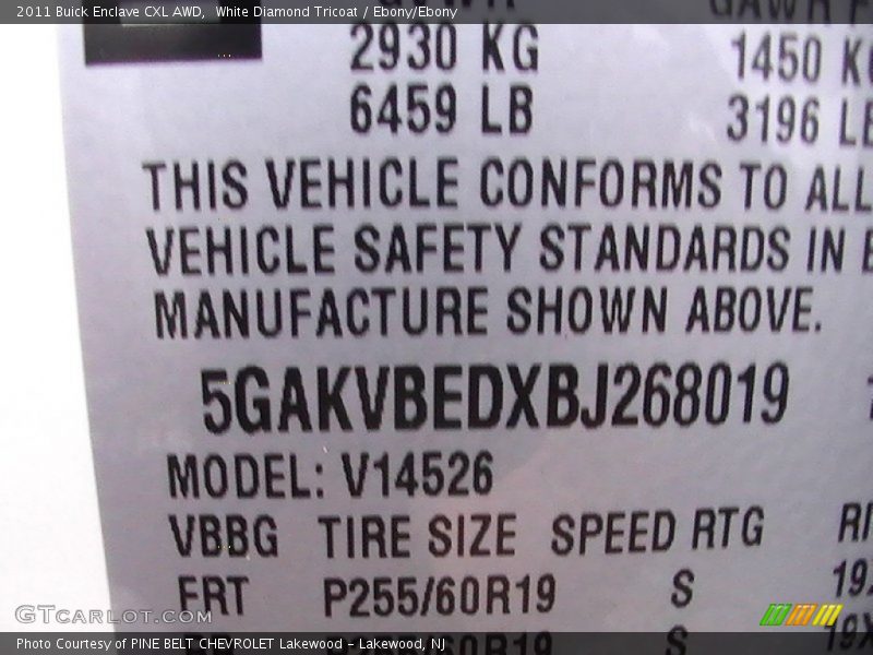White Diamond Tricoat / Ebony/Ebony 2011 Buick Enclave CXL AWD